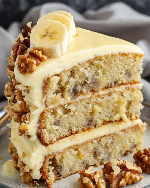 A Delightful Moist Cake with Bananas and Walnuts