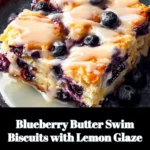 Blueberry Butter Swim Biscuits topped with fresh lemon glaze