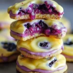 Blueberry Lemon Cookies with fresh blueberries and lemon zest on a plate