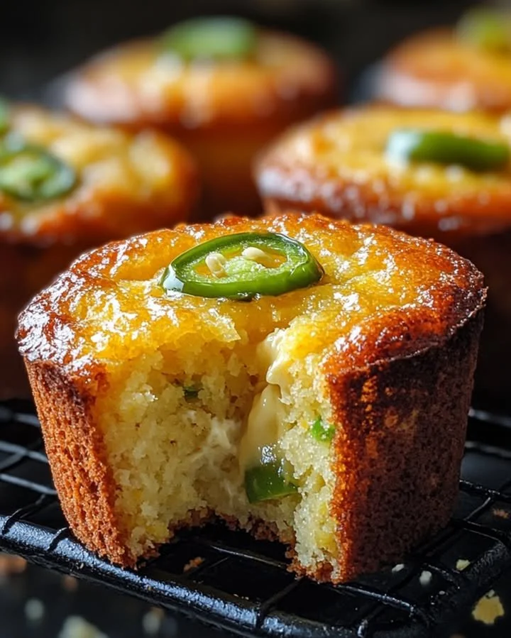 Cheesy jalapeño cornbread muffins fresh out of the oven