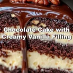 Decadent chocolate cake with a luscious creamy vanilla filling