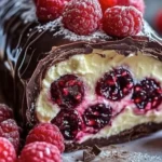 Delicious Chocolate Raspberry Roll Cake with rich chocolate and fresh raspberries