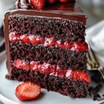 Delicious Chocolate Strawberry Cake with fresh strawberries and rich chocolate layers