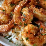 Plate of Coconut Crisp Shrimp served with fluffy springy rice
