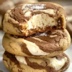 Coffee swirled marbled chocolate cream cheese cookies on a plate
