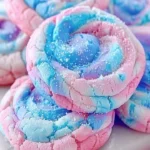Delicious cotton candy cookies with colorful sprinkles on a plate.