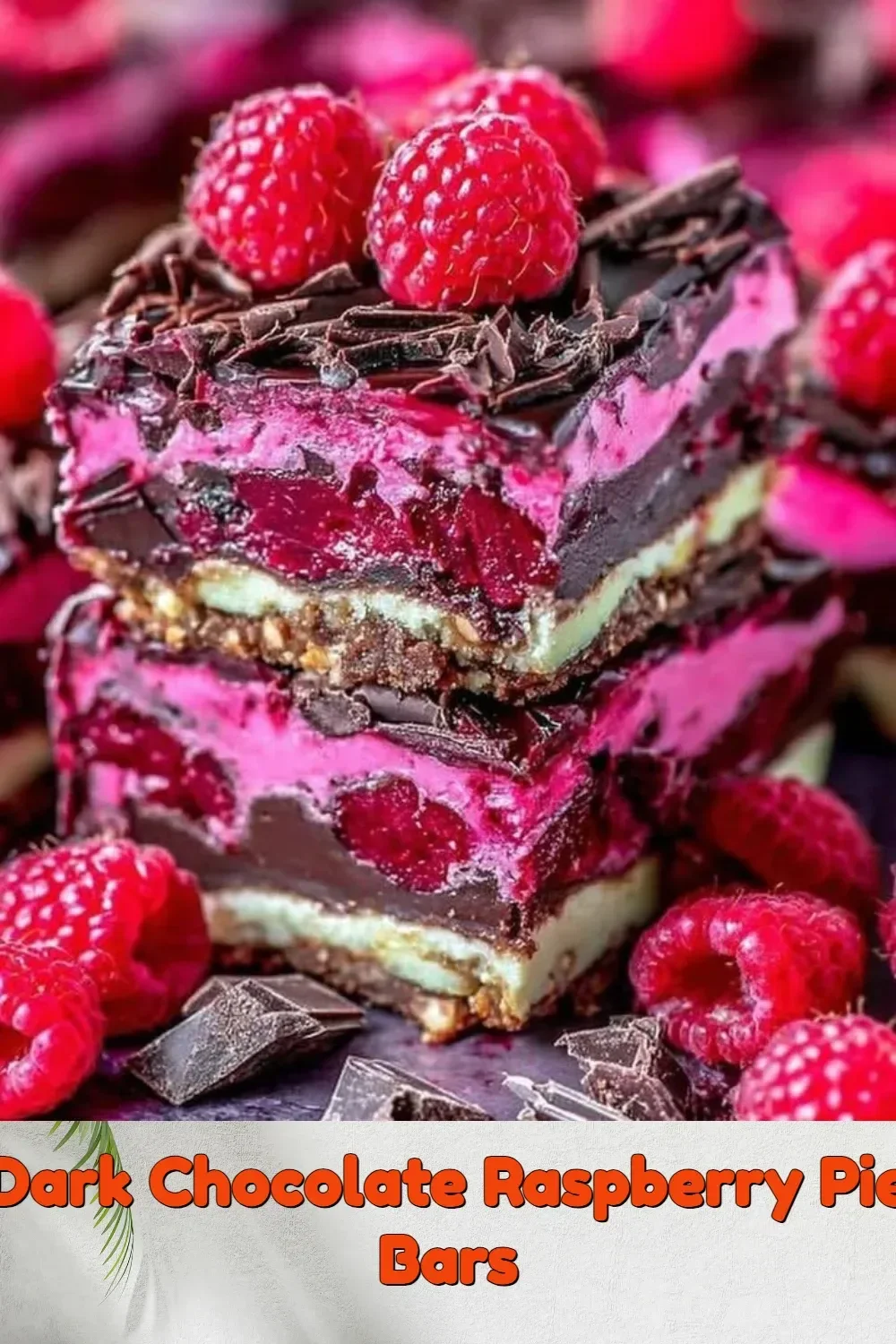 Dark chocolate raspberry pie bars with a rich chocolate crust and raspberry filling