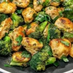 Garlic Chicken served with Broccoli and Spinach in a healthy dish.