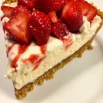 Graham cracker crust cream cheese strawberry white chocolate pie slice