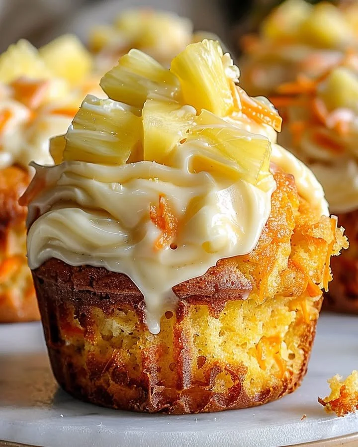 Hawaiian Pineapple Carrot Muffins with a tropical twist, perfect for breakfast