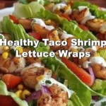 Healthy taco shrimp lettuce wraps with fresh ingredients