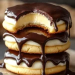 Decadent Boston Cream Pie Cookies with rich chocolate and creamy filling