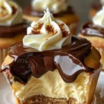 Delicious Boston Cream Pie Cupcakes with chocolate and custard filling