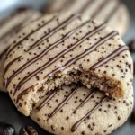 Freshly baked coffee cookies on a cooling rack
