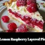 Lemon Raspberry Layered Pie with vibrant colors and fresh fruit topping