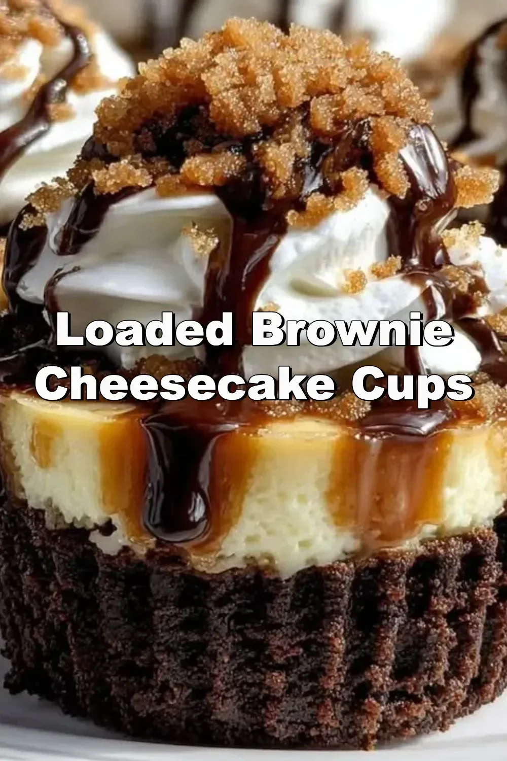 Loaded brownie cheesecake cups served in elegant dessert dishes