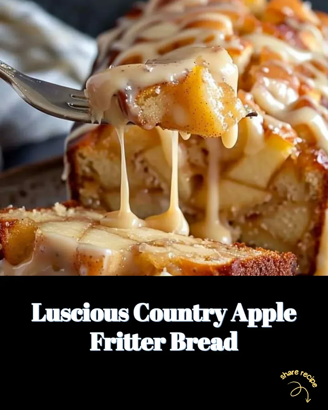 Luscious country apple fritter bread with apples and cinnamon
