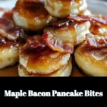Delicious Maple Bacon Pancake Bites served on a plate with syrup