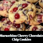 Delicious Maraschino Cherry Chocolate Chip Cookies on a cooling rack.