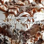 Delicious Marshmallow Chocolate Poke Cake topped with marshmallows and chocolate