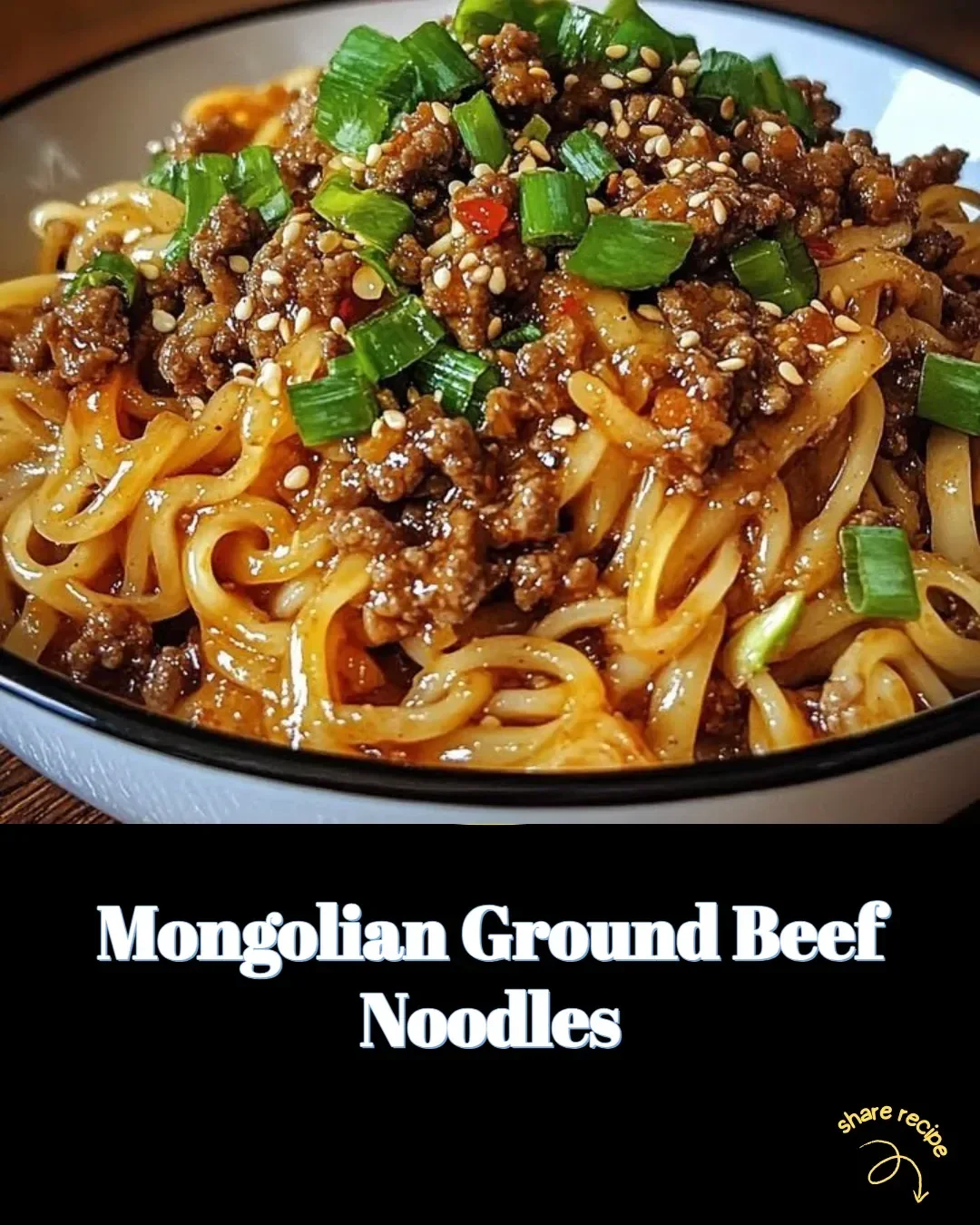 Mongolian ground beef noodles recipe featuring savory beef and fresh vegetables.