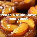Peach Upside-Down Mini Cakes topped with fresh peach slices.