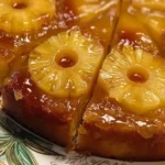 Delicious Pineapple Upside-Down Cake with caramelized pineapples and cherries