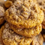 Delicious Pumpkin Cinnamon Crumble Cookies with a crunchy topping