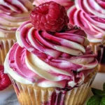 Delicious Raspberry Cheesecake Cupcakes topped with fresh raspberries and creamy frosting.