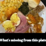 A close-up of a plate with missing food elements, highlighting what's missing.