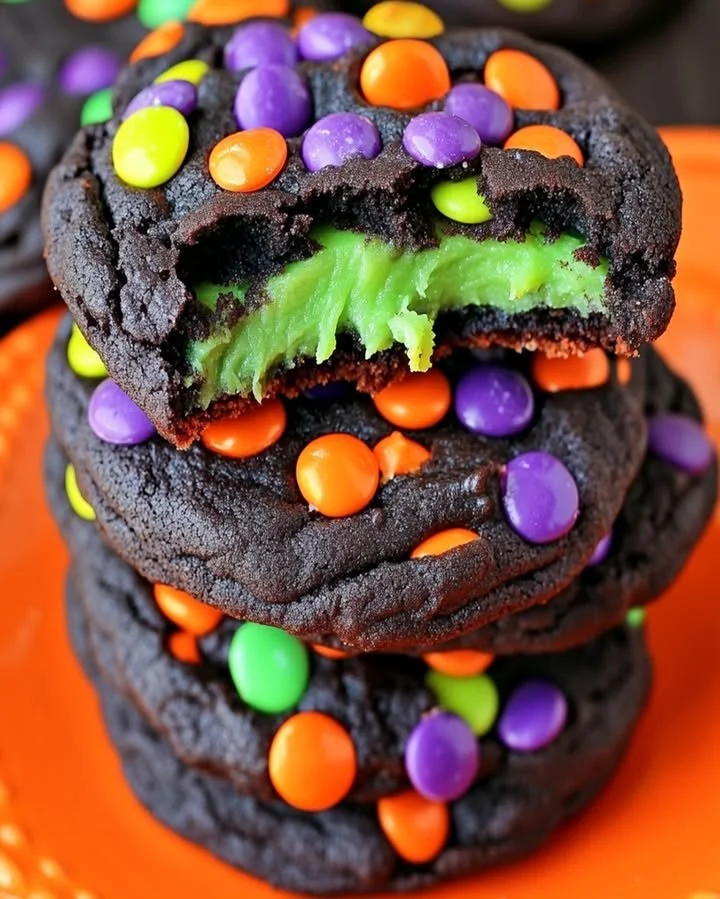 Delicious Witch's Brew Cookies decorated for Halloween.
