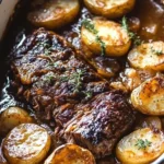 Apple Cider Pot Roast with Potatoes cooked to perfection