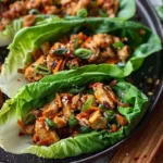 Delicious Asian chicken lettuce wraps with chicken and fresh vegetables