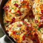 Delicious Bacon Wrapped Ranch Chicken served with ranch dressing