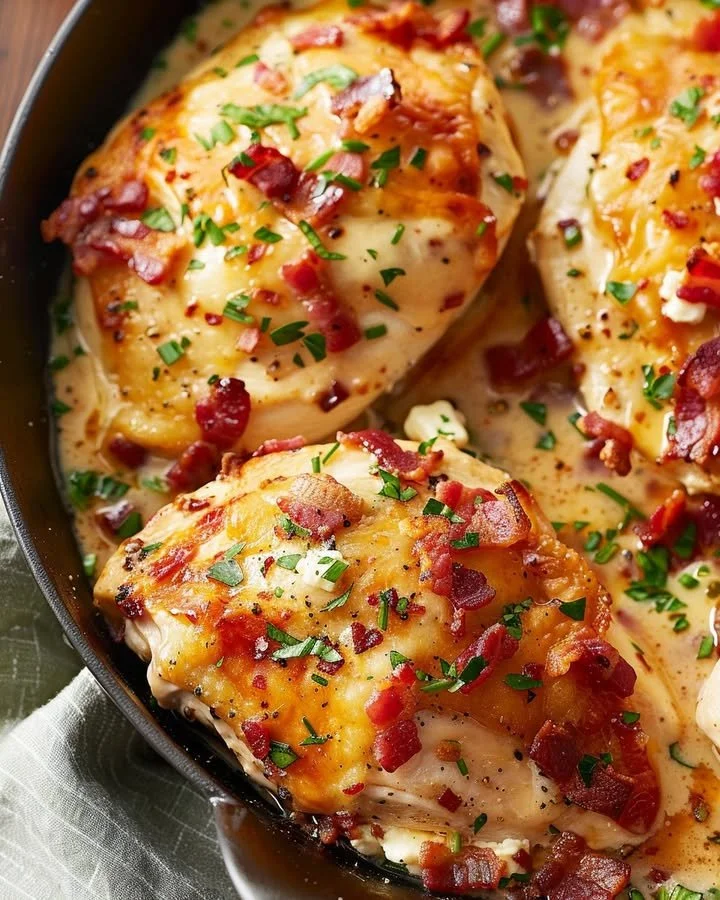 Delicious Bacon Wrapped Ranch Chicken served with ranch dressing