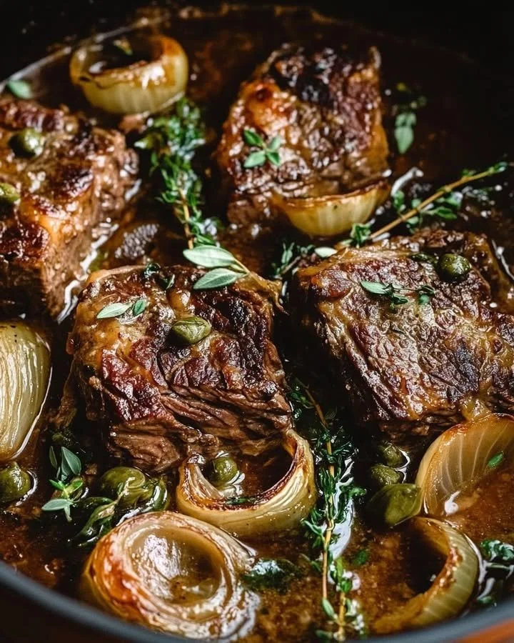 Delicious Belgian-style slow-cooked beef stew with fresh ingredients