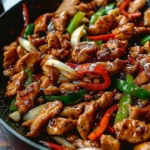 Delicious Black Pepper Chicken served with vegetables on a plate