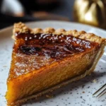 Bourbon Burnt Cream Pumpkin Pie garnished with cream and spices