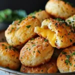 Cheesy garlic biscuit bites served on a platter, perfect for appetizers.