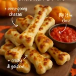 Cheesy Halloween breadstick bones arranged on a spooky serving platter.