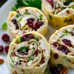Delicious chicken cranberry pinwheels served on a platter