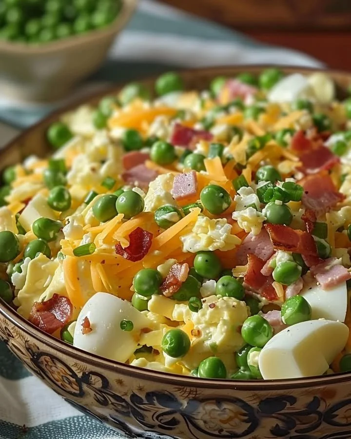 Classic Southern Pea Salad with colorful vegetables and dressing
