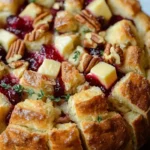 Cranberry Brie Pull-Apart Bread with melted cheese and cranberries