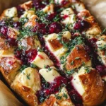Cranberry Brie Pull-Apart Sourdough bread with melted cheese and cranberries
