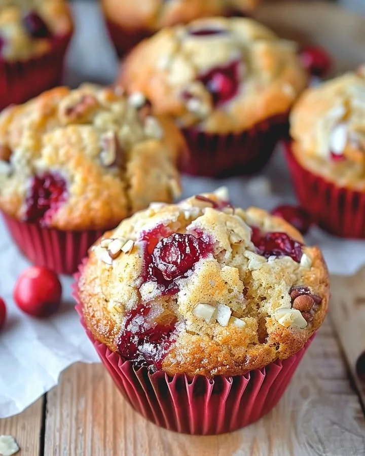 Cranberry, orange, and pecan muffins fresh out of the oven