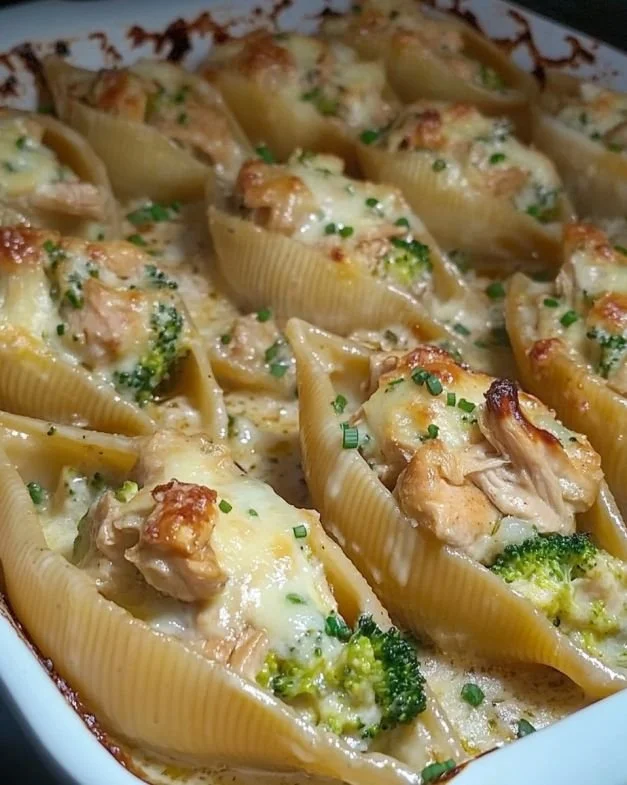Creamy Cajun chicken stuffed shells garnished with parsley on a plate.