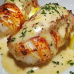 Delicious creamy garlic butter lobster tails served on a plate