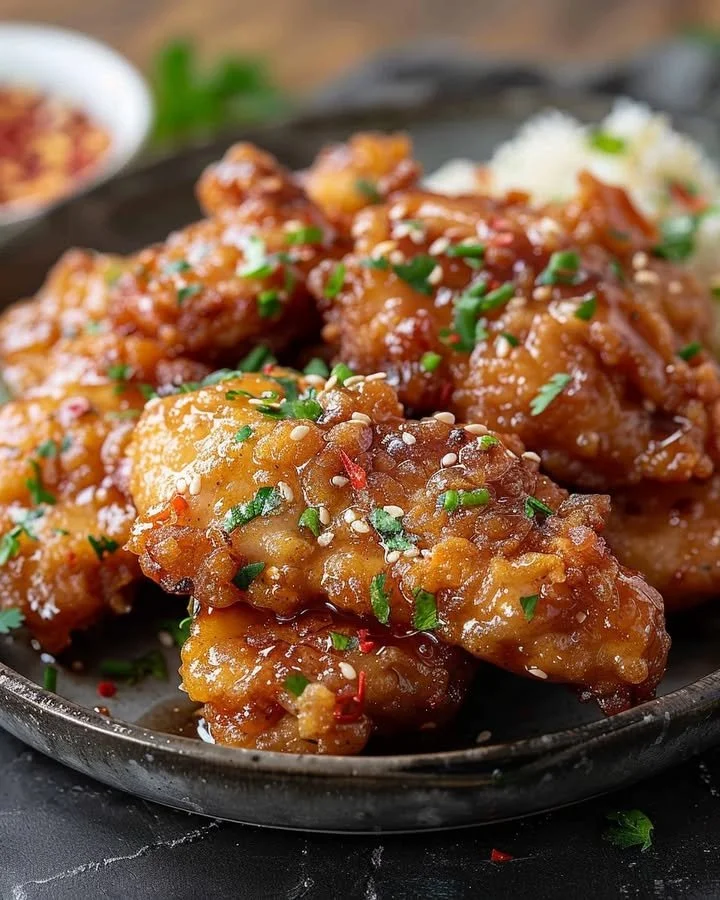 Crispy chicken tenders served with spicy bang bang sauce