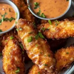 Crispy Coconut Chicken served with Bang Bang Sauce on a plate