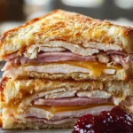 Crispy Monte Cristo-inspired sandwich with sweet and savory flavors